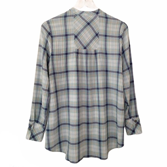 J JILL Plaid Button-Front Shirttail Tunic Top Size XS - Picture 2 of 14